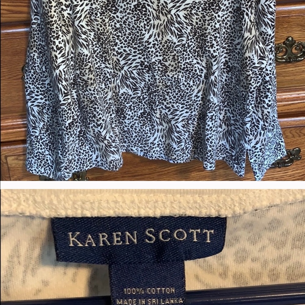 Karen Scott animal print long sleeve shirt